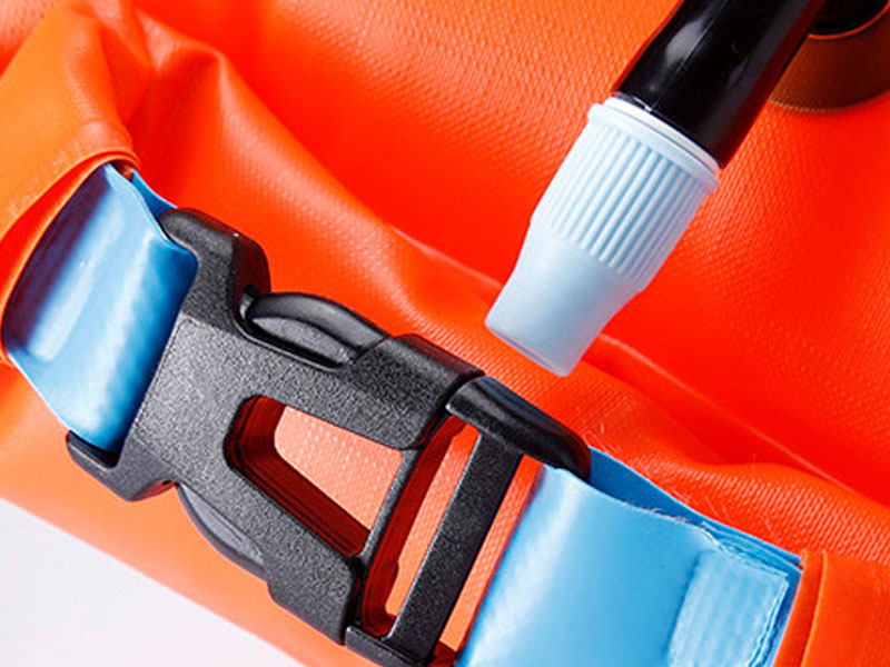 Swim buoy dry bag with PVC TPU welded construction and storage function