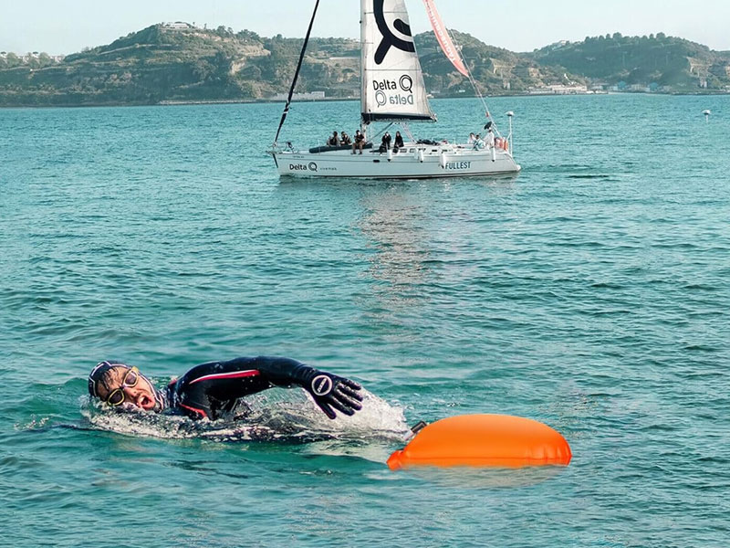 Swim buoy applications for open water swimming triathlon and beach use